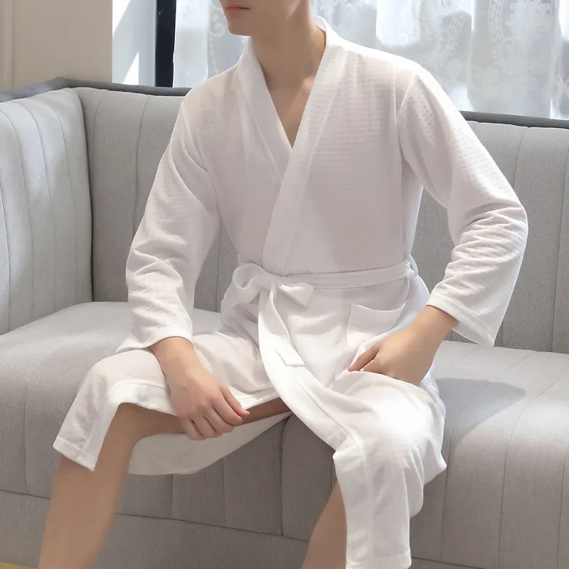 Cysincos халат мягкий абсорбирующий легкий длинный кимоно вафельный банный халат для мужчин длинная ночная рубашка пижамы потоотделение одежда