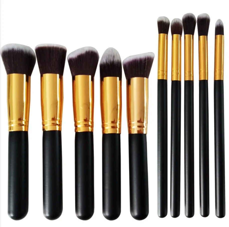 New Portable Foundation Brush Blusher Brush Eyeshadow Contour Brush Highlight Brush 5 Big 5 Small Makeup Brush 10pcs / Set