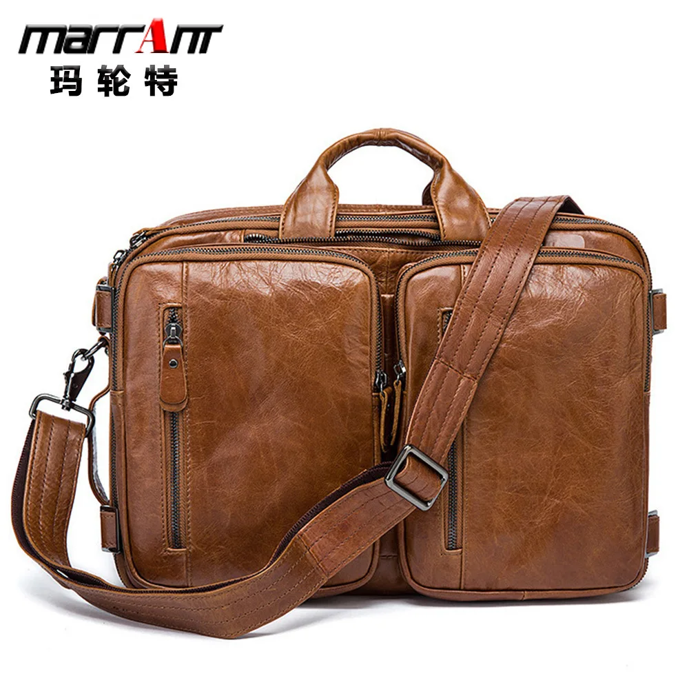 

Genuine Leather Baotou Layer Cowhide Oblique Satchel Male More Function Men Single Shoulder Bag Shoulders Backpack 432