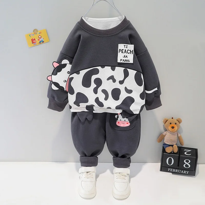 stylish baby clothing set Spring and Autumn Children's Suit Boys Cartoon Pullover Two-piece Long Sleeve 0-4 Years Old Boys and Girls Casual Sweater Suit sun baby clothing set Baby Clothing Set