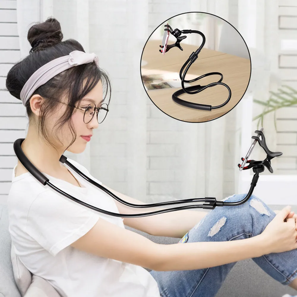 KISSCASE Flexible Handy Halter Hängen Hals Faul Halterung Bett 360 Grad Telefon Halter Stehen Für i