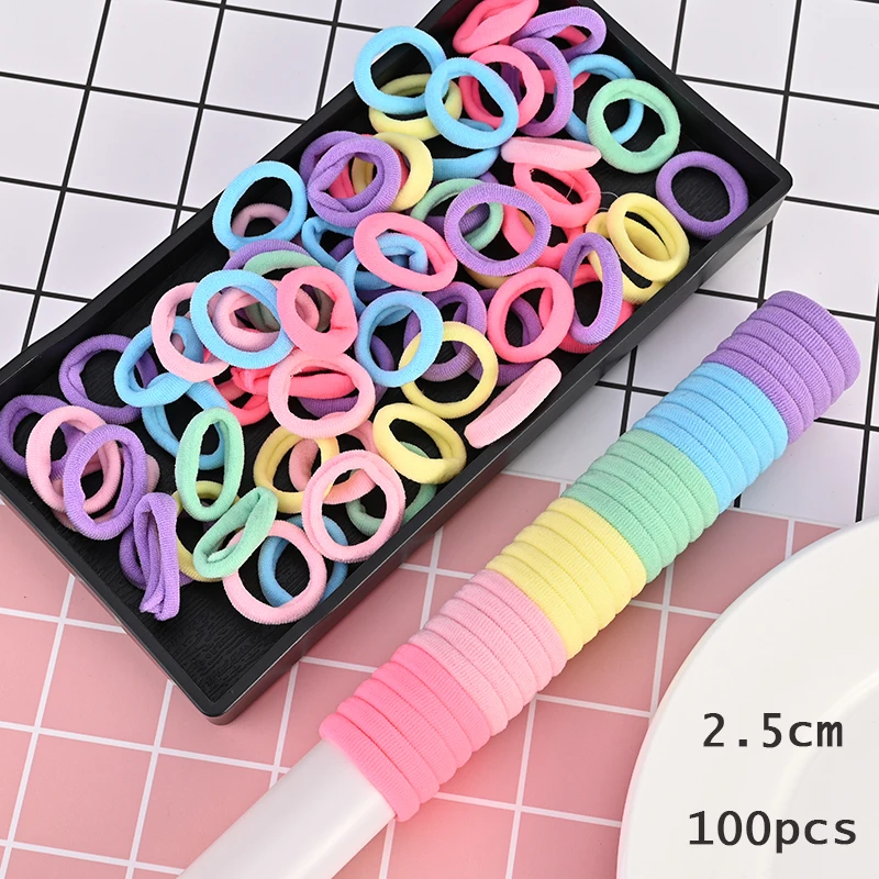 50/100pcs 2/3cm Colorful Girls Elastic Hair Bands Holder Tie Wholesale Rubber Band Kids Hair Accessories Hair Bands for Girls