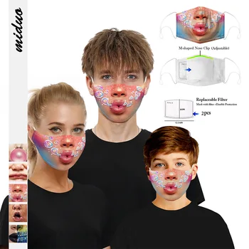 

Cute Mouth Face Fabric Masks Lips Mouth Cover Reusable Protection Dust Washable Masks Proof Bacteria Mask PM2.5 Mouth Filters
