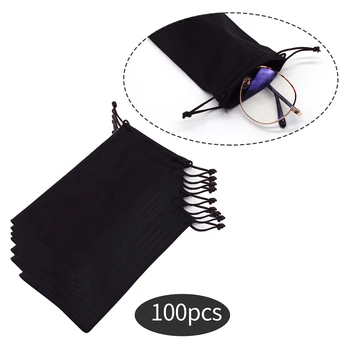 

100pcs Soft Cloth Waterproof Sunglasses Bag Microfiber Dust Storage Pouch Glasses Carry Bag Portable Eyewear Case Container