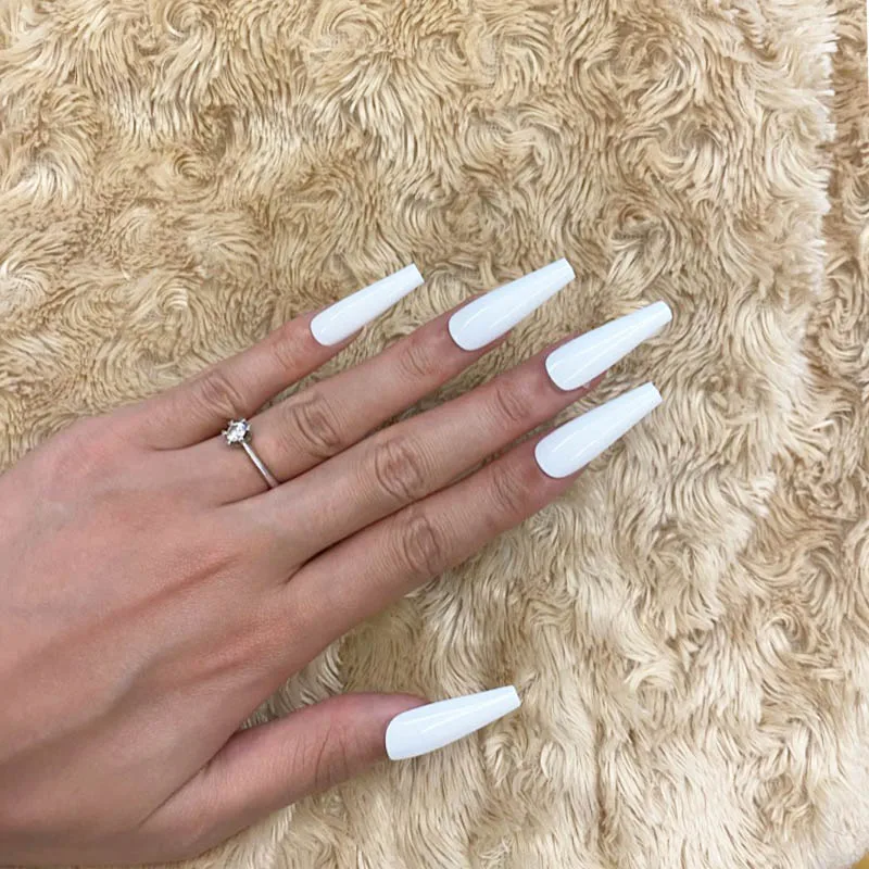 Faux Ongles Ballerine De Style Long Patch D Ongles Portables A Pression Avec Tete Carree Avec Finition Brillante Pieces Boite Aliexpress