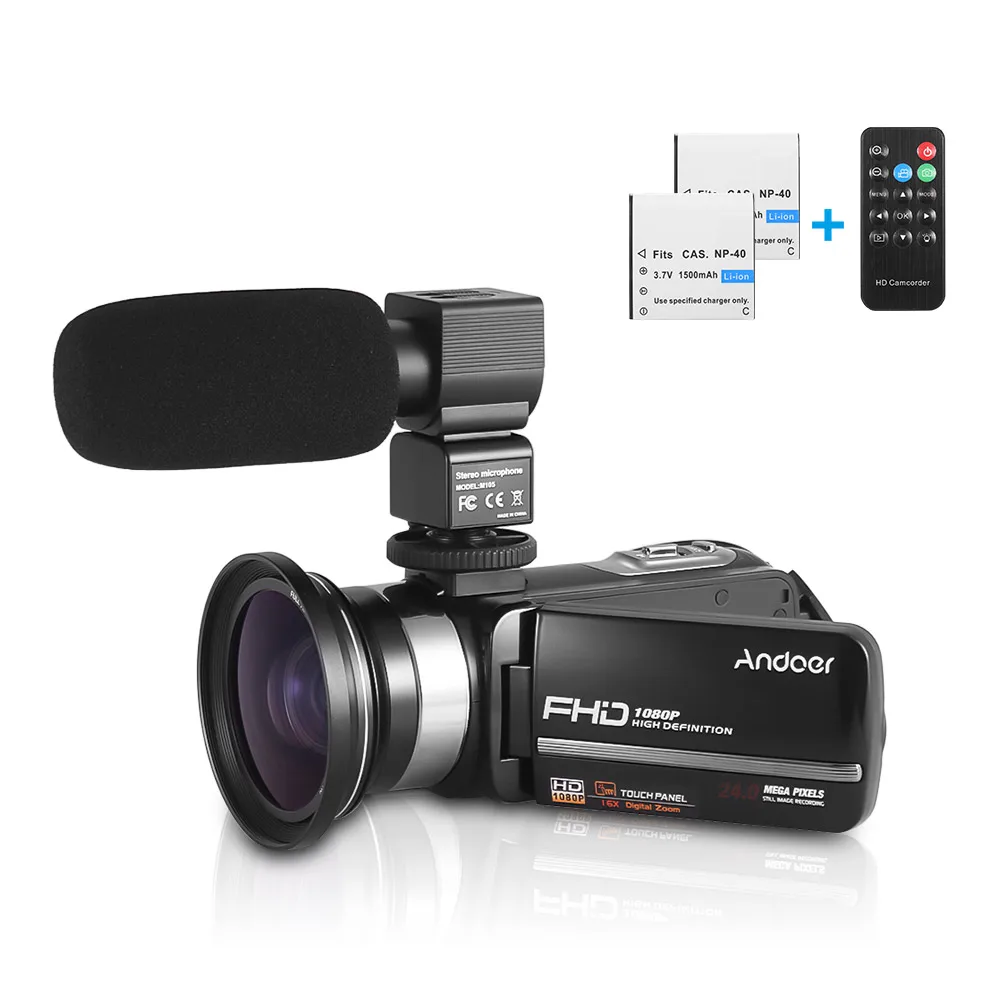 Option1 Andoer HDV-301LTRM 1080P 24MP FHD Цифровая видеокамера DV камера ночного видения " сенсорный экран+ 2* аккумуляторная батарея - Цвет: Option1