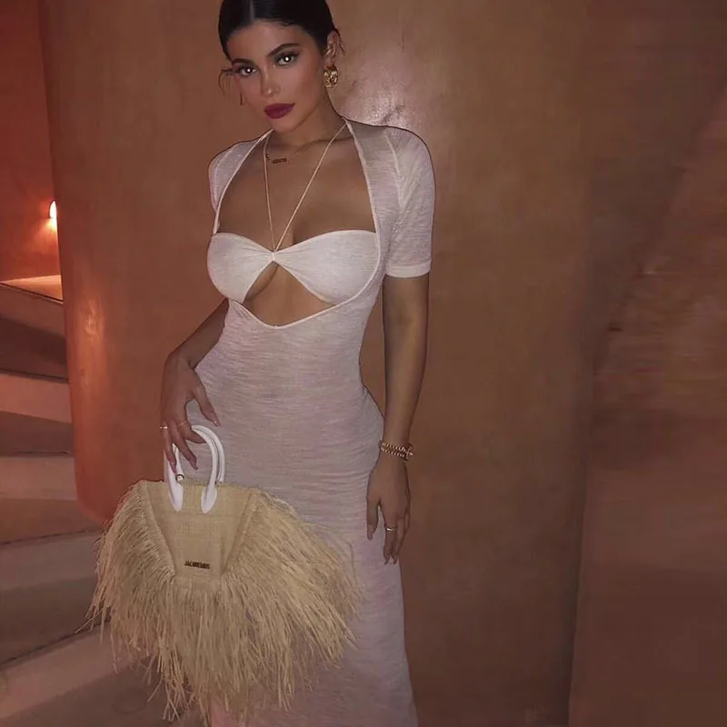 

2019 Summer Autumn New Women Sexy Casual Party High Quality Sling Long Chiffon Thin And Light Vestidos White Dress