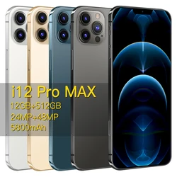 Global Version I12 Pro Max 5G 10 Core Celular 6.7 Inch 5800mAh Android 10 12GB 512GB Unlock Finger Phone 4G Cellphone Smartphone