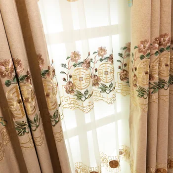 

Chinese Classical Luxury Window Curtains for Living Room Bedroom Sheer Curtain Panel Window Treatments Drape Blinds X098#40