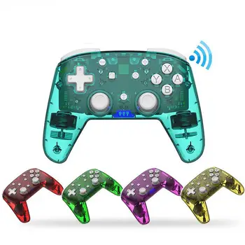 

Kuulee Transparent Wireless Switch Controller Bluetooth Gamepad Dual Vibration Six-Axis Gyro Joystick For Switch
