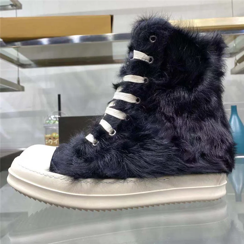 Women Real Fur Boots Super Quality Customized Ankle Genuine Leather Gothic Shoes 44#30/10D50 | Обувь