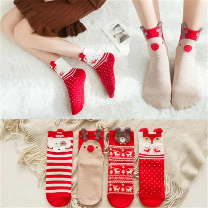 

Lovely Christmas Socks Women Men Gift Santa Claus Deer Warm Winter Xmas Funny Cotton Socks
