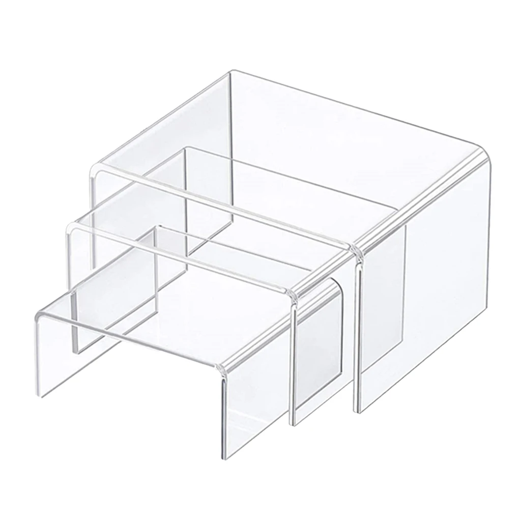 Acrylic Display Risers 1 Set of 3 Size Steps Acrylic Display Stand Anti-Corrosion Clear Showcase Display Shelf Acrylic Display Risers 1 Set of 3 Size Steps Acrylic Display Stand Anti-Corrosion Clear Showcase Display Shelf