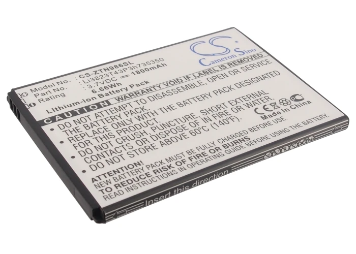 UPGRADE Cameron Sino Battery For ZTE Li3823T43P3h735350 Allstar,Avid Plus,Avid Plus LTE 1800mAh / 6.66Wh