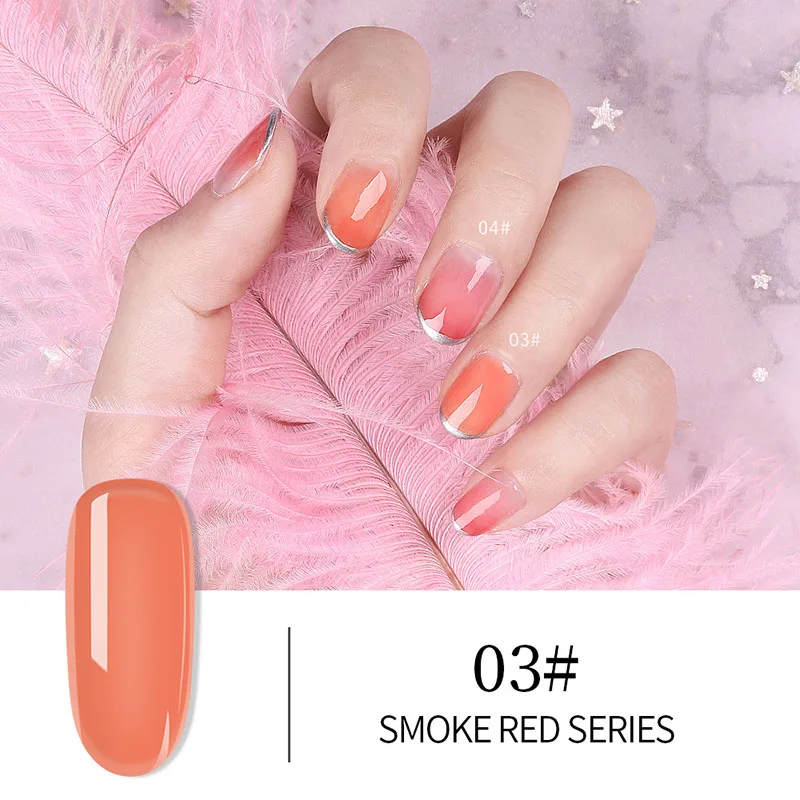 Pink Smoke Red 03 21 цвет 7,5 мл Гель-лак для ногтей красный зеленый цвет авокадо Полупостоянный замачиваемый Светодиодный УФ-Гель-лак для маникюра Гель-лак для ногтей - Цвет: Pink Smoke Red 03