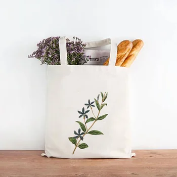 

FLOWER Handbag Custom Print Logo Shopping Bag Tote Bag Daily Use DIY Canvas Eco Reusable RecycleText