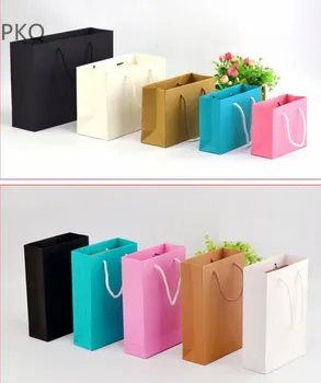 

300PCS Customized Logo Thickened Kraft Paper Gift Bag With Handle for Clothing Packaging Paper Bag Cardboard Paper Shopping Bag
