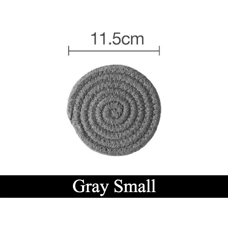Подставки под столовые приборы, кухонные коврики для стола, хлопковые льняные вязаные коврики для чаши, Изоляционные Коврики, круглые салфетки ручной работы - Цвет: Cotton 11cm
