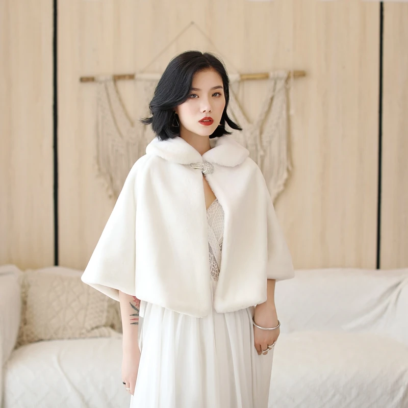 Wine Red Formal Party Evening Jackets Wraps Faux Fur cloaks Wedding Capes Winter Women Bolero Wrap Shawls In Stock shrug