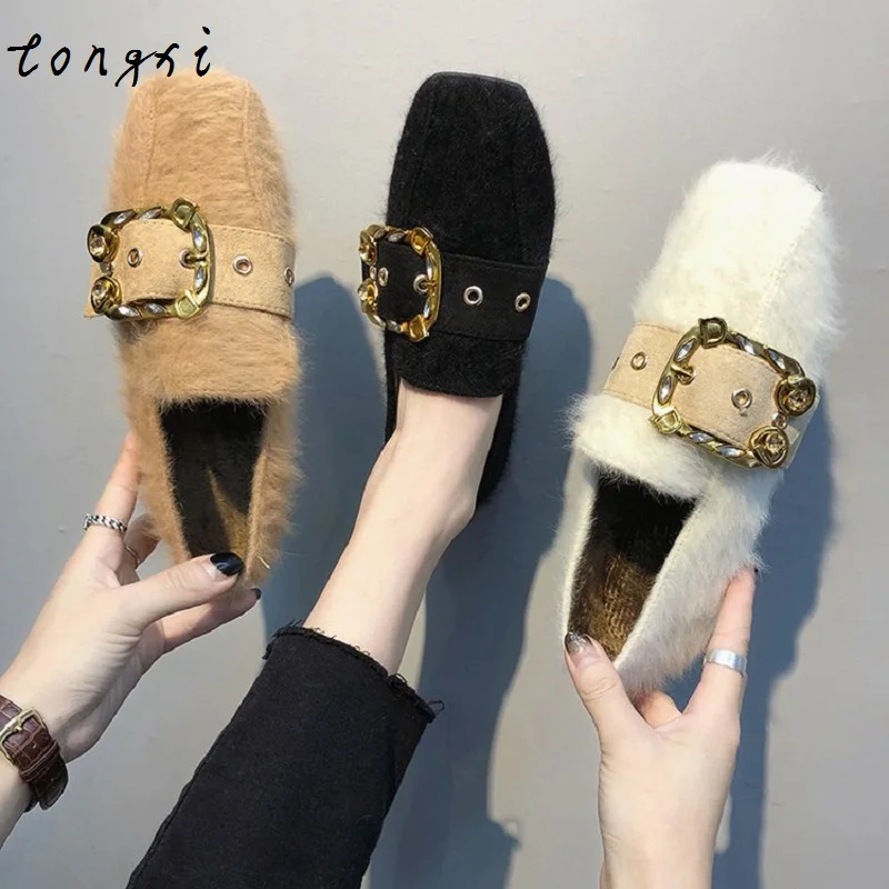 Tongxi/новые женские лоферы; сезон зима-осень; Теплая Повседневная обувь для беременных женщин; женская обувь на плоской подошве без шнуровки с хлопковым мехом