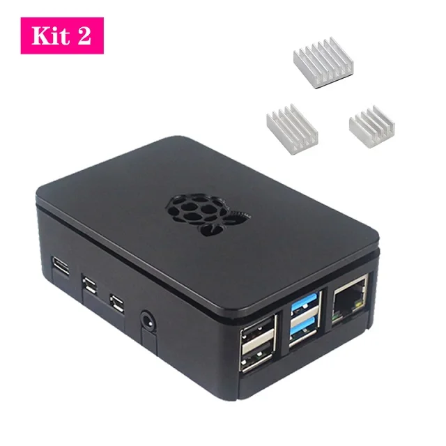 Kit 2 Raspberry Pi 4 Модель B Чехол черный ABS чехол пластиковый корпус с алюминиевым радиатором блок питания для Raspberry Pi 4 4B - Цвет: Kit 2