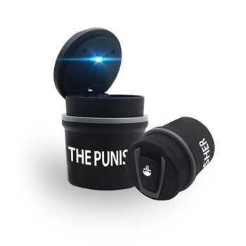 

Car Ashtray Garbage Storage Cup Container Cigar Ash Tray Home Office Smokeless Ashtray For BMW Audi Benz Kia The Punisher logo