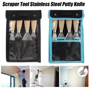 

Stainless Steel Putty Knife 4-Piece Shovel Knife Scraper Blade Wall Shovel Carbon Steel Plastering Shovel Cleaning Knife