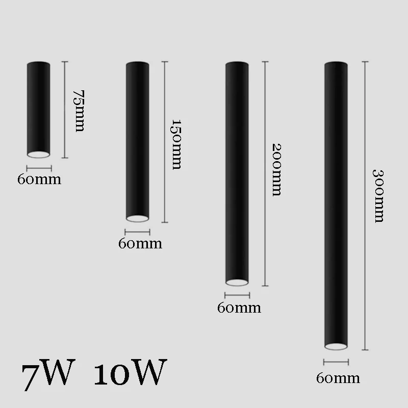 조광 가능한 표면 장착 실린더 COB LED 다운라이트, 긴 튜브 스포트라이트, LED 천장 조명, 실내 조명, AC85  265V, 10W
