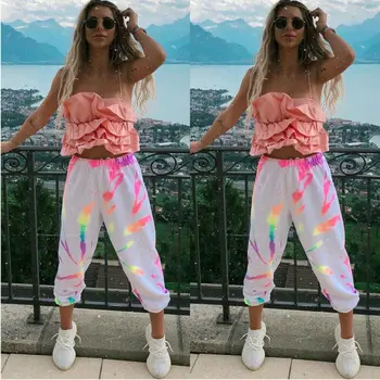 

Womens Oversized Sweatpants Autumn Winter Warm Casual Elastic Waist Ladies Reflective Pants Lounge Wear Baggy Harem Long Pants
