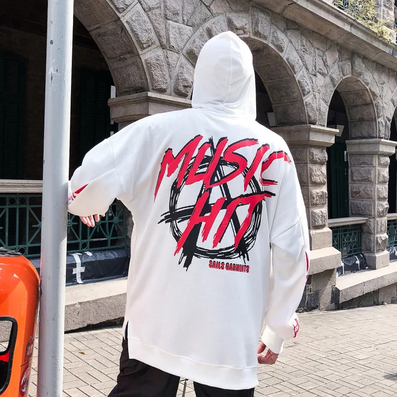 Hoodie Men Hip Hop Streetwear Harajuku Letter Print Hoodies and Sweatshirts 2019 Autumn Male Tops White Black US SIZE DG312