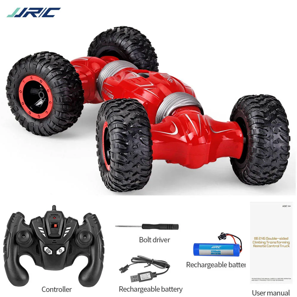 Q70-Red-1battery RC автомобиль 15 км/ч 4WD один ключ деформация Флип 360 ° трюк автомобиль Вращающийся Двухсторонний пульт дистанционного управления автомобиль для детей багги игрушки JJRC Q70 - Цвет: Q70-Red-1battery