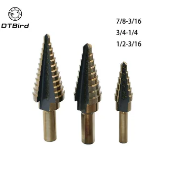 

3pcs/set 4241 HSS Titanium Step Cone Metal Drill Bits 7/8-3/16 3/4-1/4 1/2-3/16 drill