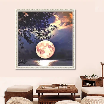 

5D DIY Diamond Painting Moon Full Square Diamond Embroidery Landscape Cross Stitch Mosaic Sale Home Decoration 2020