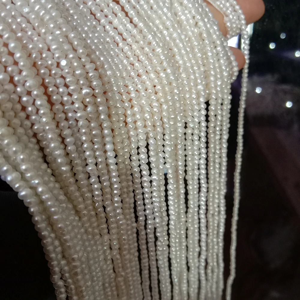 16inch,2.5-3 mm MINI FRESHWATER near round PEARL BEADS in strand,100% NATURE freshwater pearl -A+ good quality,FREE SHIPPING