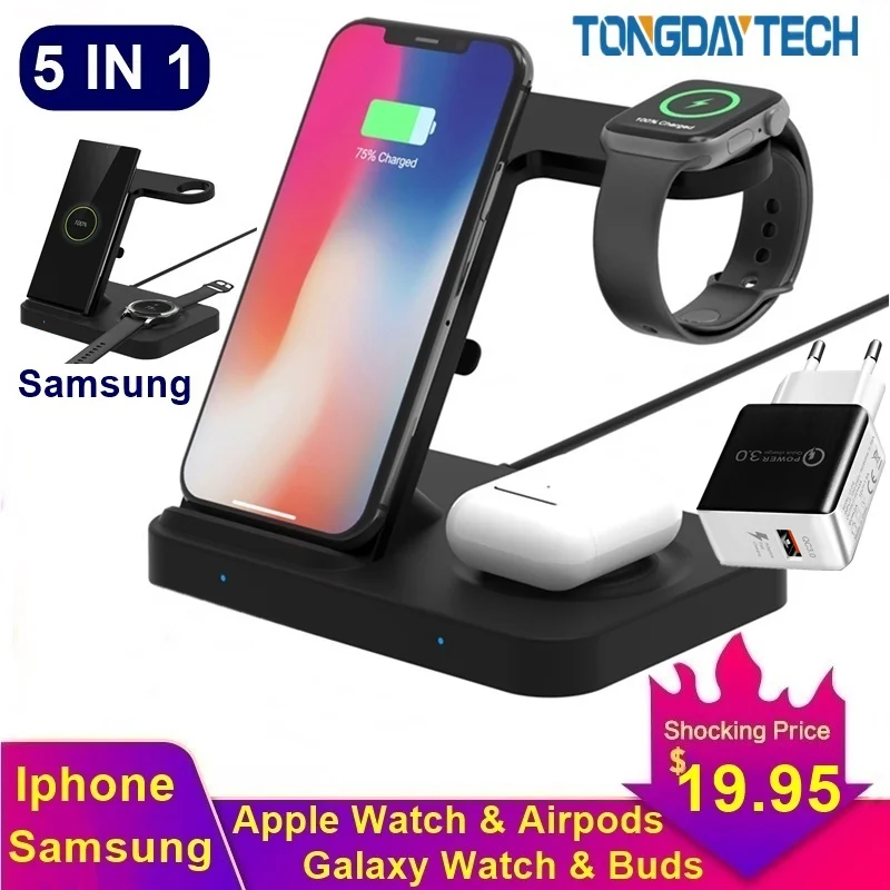 Беспроводное зарядное устройство для Iphone XS XR 11 Pro Max Apple Watch 5 4 3 2 1|Зарядные