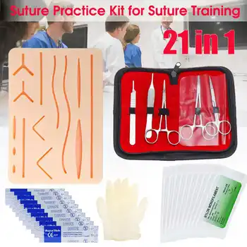 

25Pcs Medical Suture Practice Kits Set with Silicone Pad Needle Scissors Operate Suture Surgical Training Kit Medical Teaching