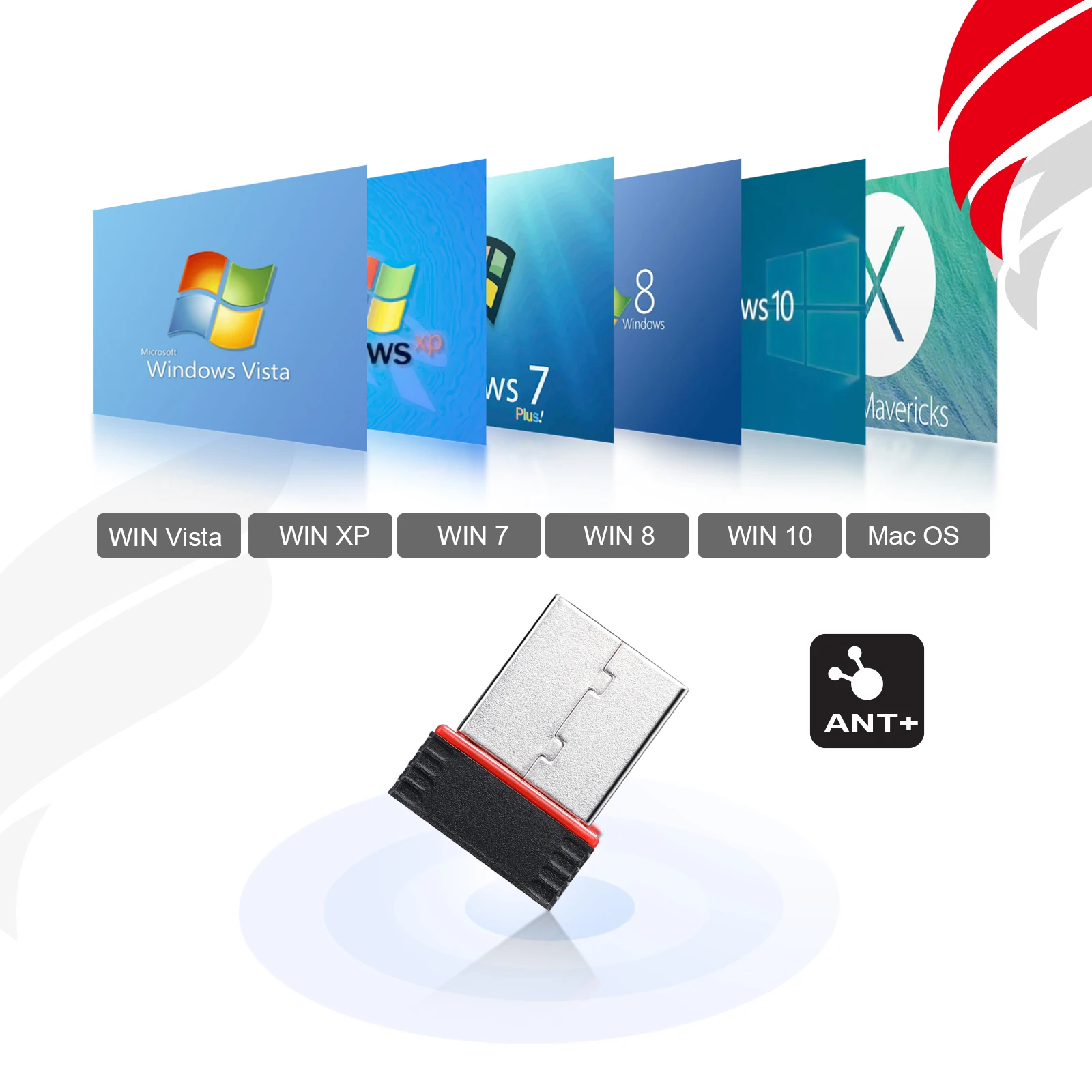USB ANT+ Stick Dongle Wireless Receiver for Garmin Cycling and Fitness Device, ANT Adapter for Wahoo, Suunto, Zwift, TacX, Bkool