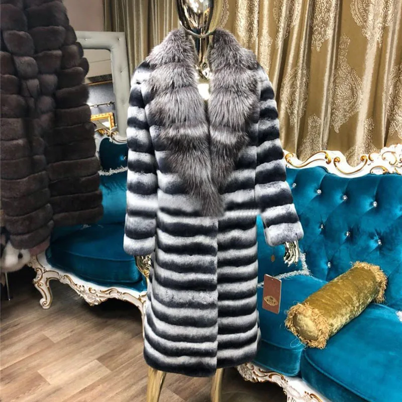 Tatyana Furclub натуральное меховое пальто с воротником из лисьего меха зимняя длинная куртка из натурального меха кролика рекс пальто женская верхняя одежда приталенная Повседневная