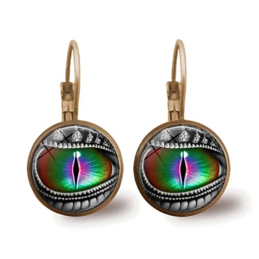 

Personality Unique Dragon's Eye Bronze Trendy Glass cabochon Lever Back Earrings For party Punk Jewelry Gifts