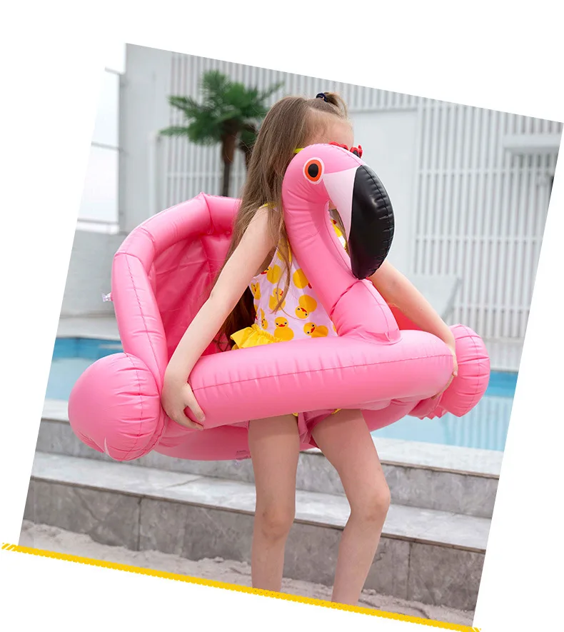 Детский надувной фламинго для бассейна 0-3 лет, надувной лебедь для бассейна с солнцезащитным козырьком, кольцо для плавания, безопасное сиденье, игрушки для воды, Детский круг