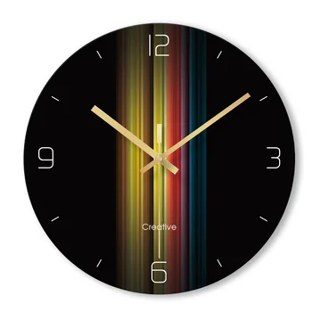 

Glass Wall Clock Creative Abstract Black Background Color Pattern Mute Wall Clock Suitable for Living Room Bedroom