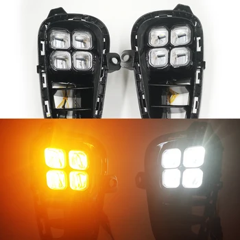 

Car Flashing 1 Set For KIA RIO 2017 2018 2019 2020 Car Daytime Running Light Front Bumper Fog light Lamp LED DRL With yello
