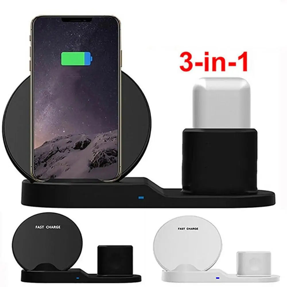 

3 In 1 Fast Wireless Charger for Apple Watch iWatch Airpods QI Wireless Charger Dock for iPhone XR XS MAX