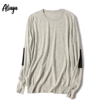 

Aliaga High Quality Worsted 100% Cashmere Sweater Summer Styles Soft Grey Pullovers Solid Color Knitted Femme Jumper Tops
