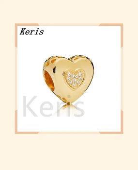 

100% 925 sterling silver 767375cz glitter type heart charm sweet frizzy luxury original feminine jewelry present