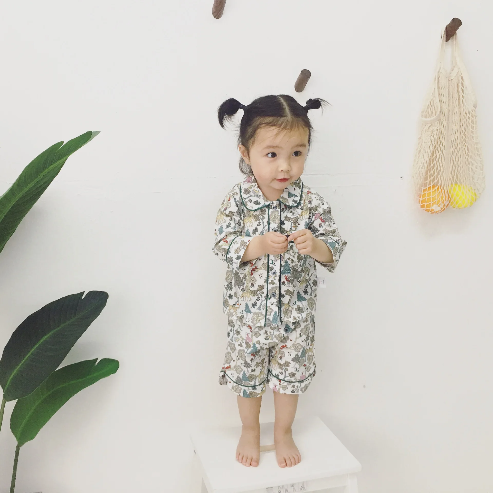 

2019 Spring And Autumn New Men's And Women's Child Baby Korean-style Floral-Print Tracksuit Set Infants And Young Boy Pajamas Se