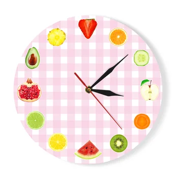 

12 Different Kinds Of Fruit Acrylic Wall Clock Fresh Fruit Decorative Non-ticking Clock Modern Colorful Nursery Decor Wall Watch