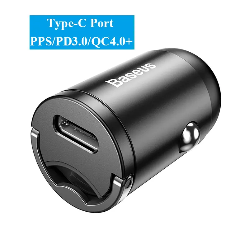 Type-C Port Grey Автомобильное мини-зарядное устройство Baseus PD 3,0 быстрое зарядное устройство для iPhone 11 Pro Max X Xs Xr 30 Вт автомобильное зарядное устройство для телефона с быстрой зарядкой 4,0 SCP AFC - Тип штекера: Type-C Port Grey