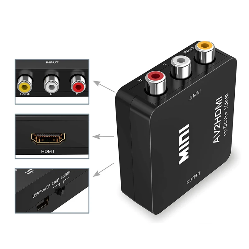 Ingelon RCA к HDMI RCA CVBS видео и аудио адаптер 1080P HD цифровой мини AV2HDMI для ПК к HD ТВ конвертации проектора M
