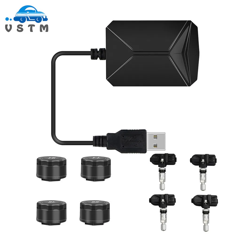 

USB Android TPMS Tire Pressure Monitoring System Display Alarm System 5V Internal Sensors Android Navigation Car Radio 4 Sensors